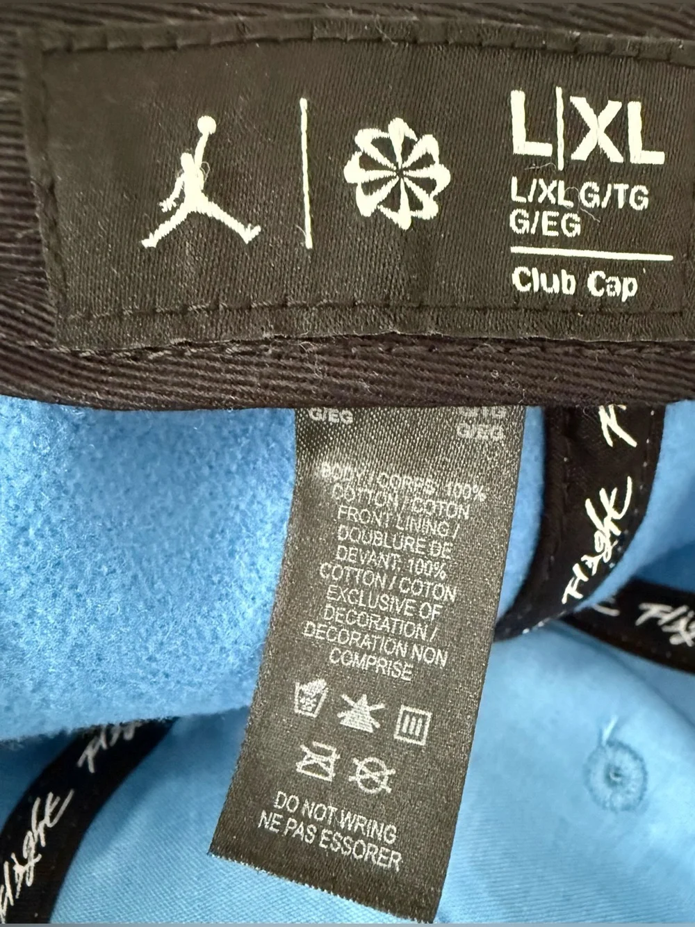 SAMPLE Air Jordan Flight Unstructured Strapback Hat Sky Blue HF6241-469 Sz L-XL